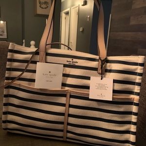 Kate Spade Navy and White Stripe Sam Tote
